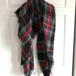 Plaid blanket scarf